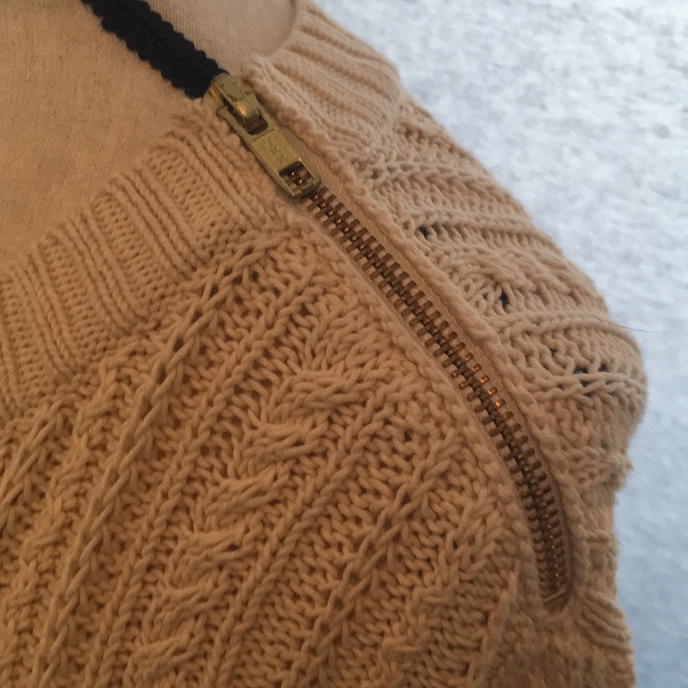J. CREW Cable Knit Sweater with Zipper on 1 Zipper